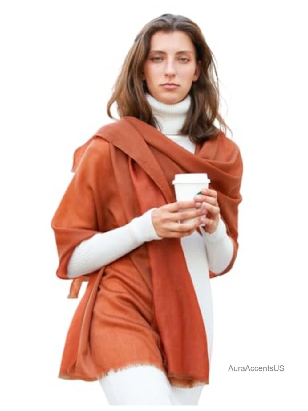 100% Cashmere Reversible Two-Tone Oversized Fringed Shawl Wrap Scarf